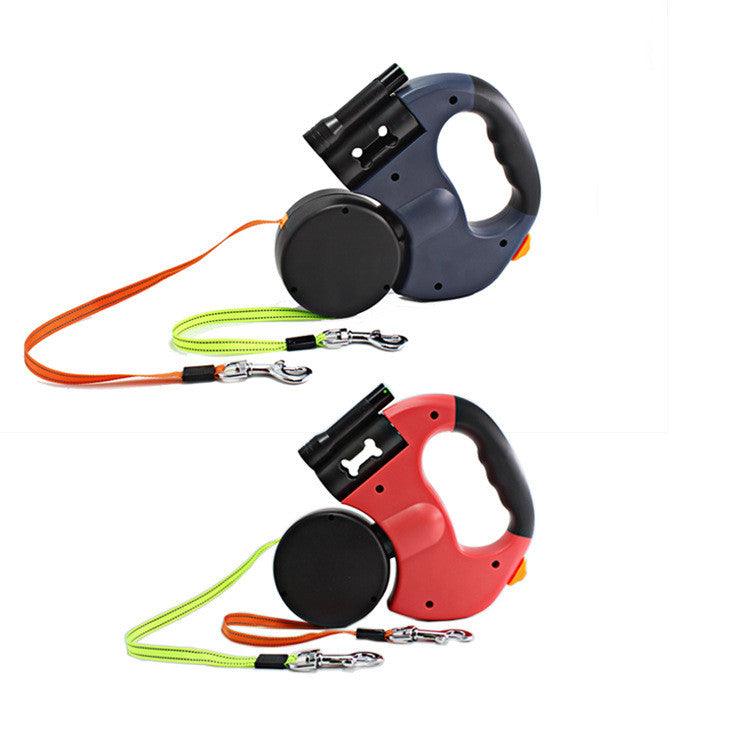 The Ultimate Dual-Headed Pet Leash: Retractable, Rotatable, And Illuminated